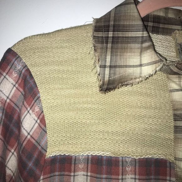Gimmicks by BKE Mixed Media Plaid Shirt Small S - Picture 3 of 8